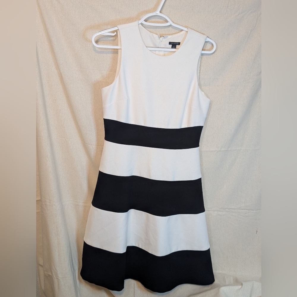 Ann Taylor Black and White Colorblock Mini Dress
